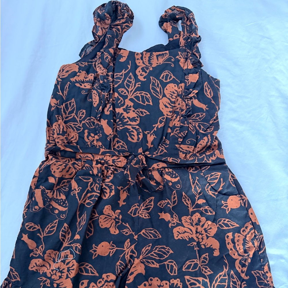 Janie and Jack Black and Brown Floral Romper